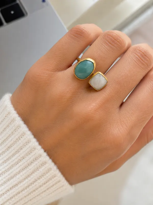 NOA - Bague double pierres 
