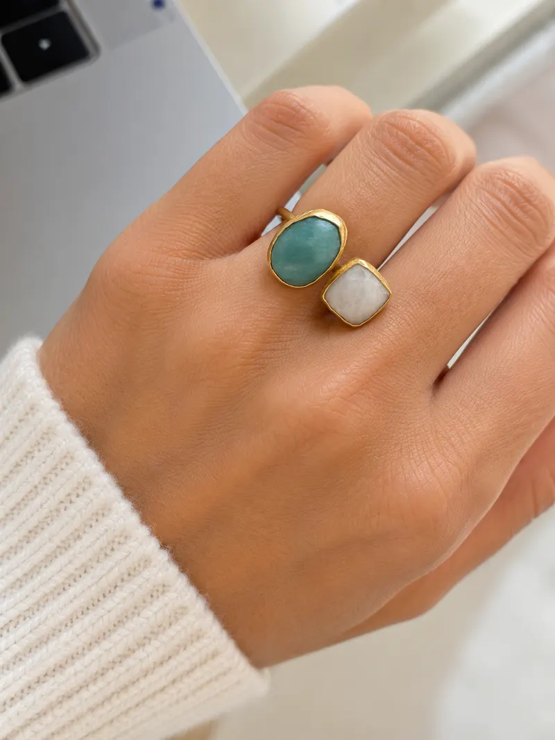 NOA - Bague double pierres